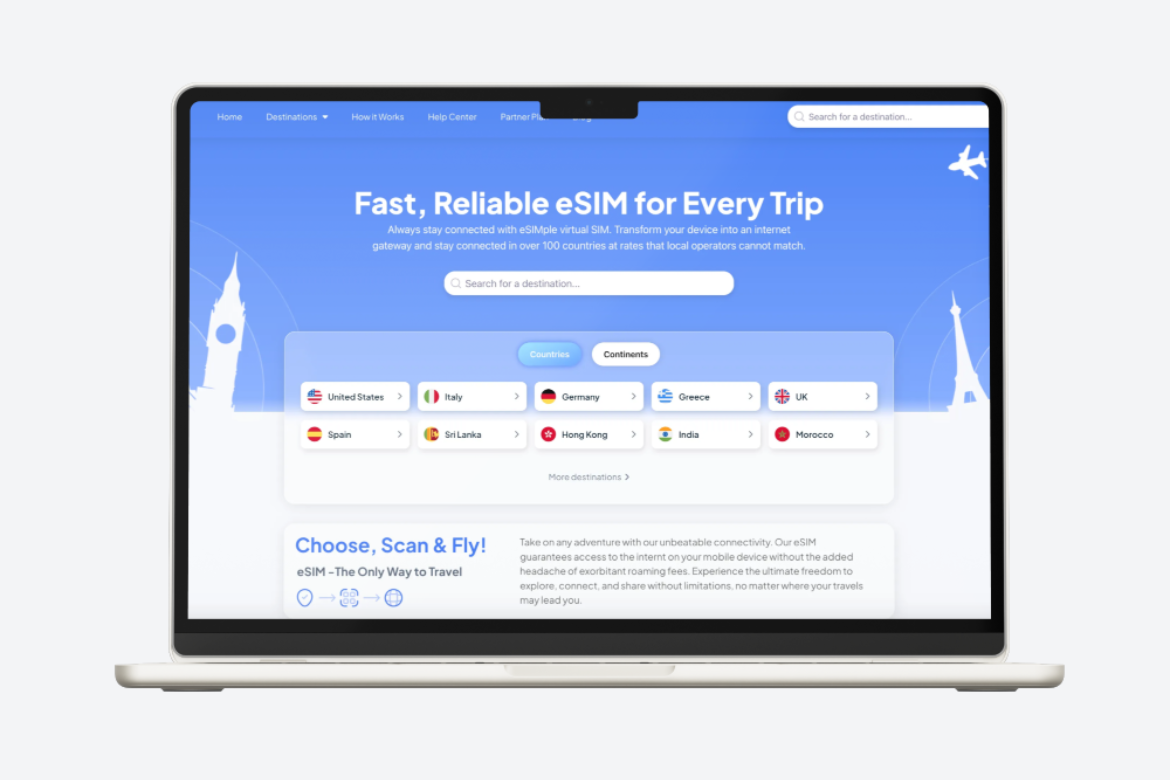 eSIMple laptop screen