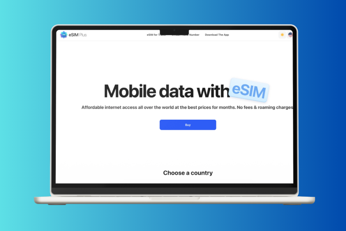 eSIMplus laptop screen