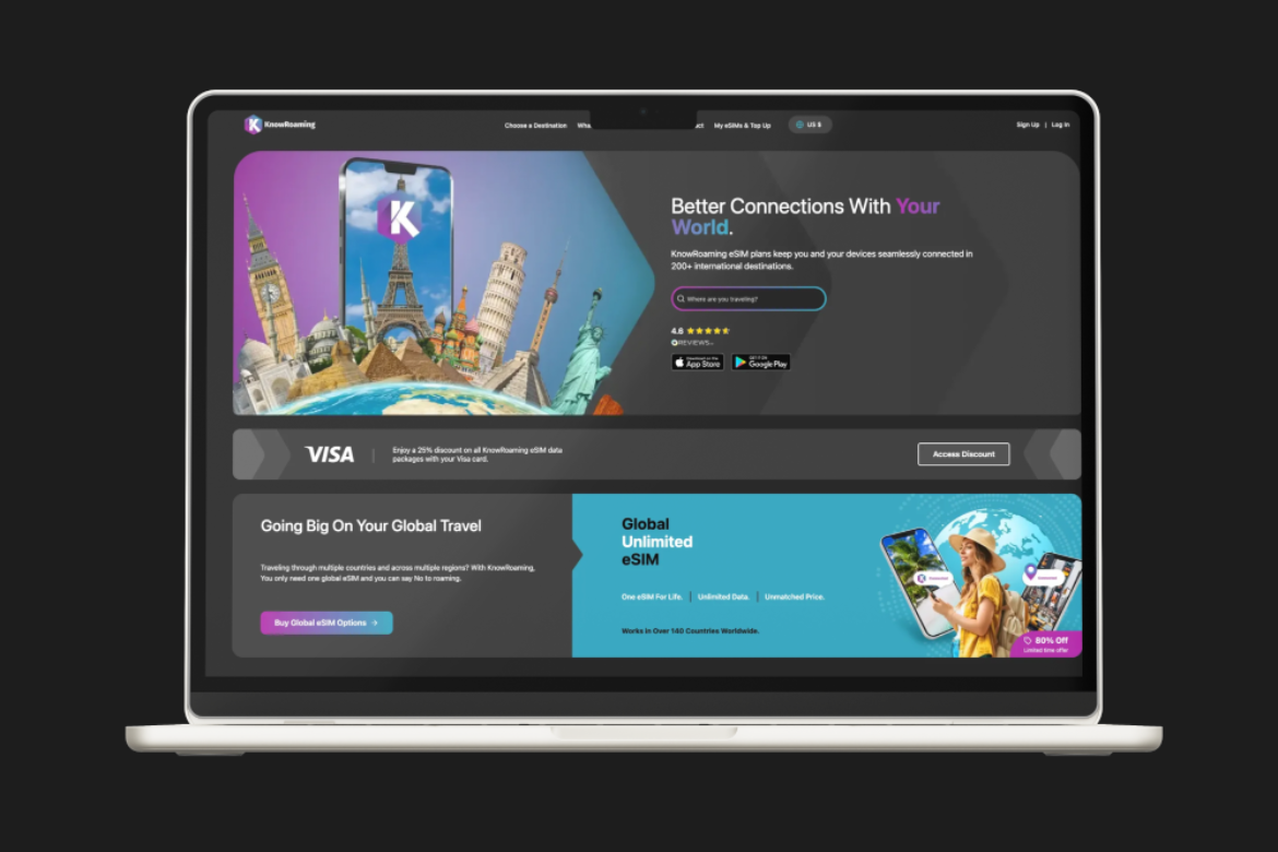 KnowRoaming laptop screen